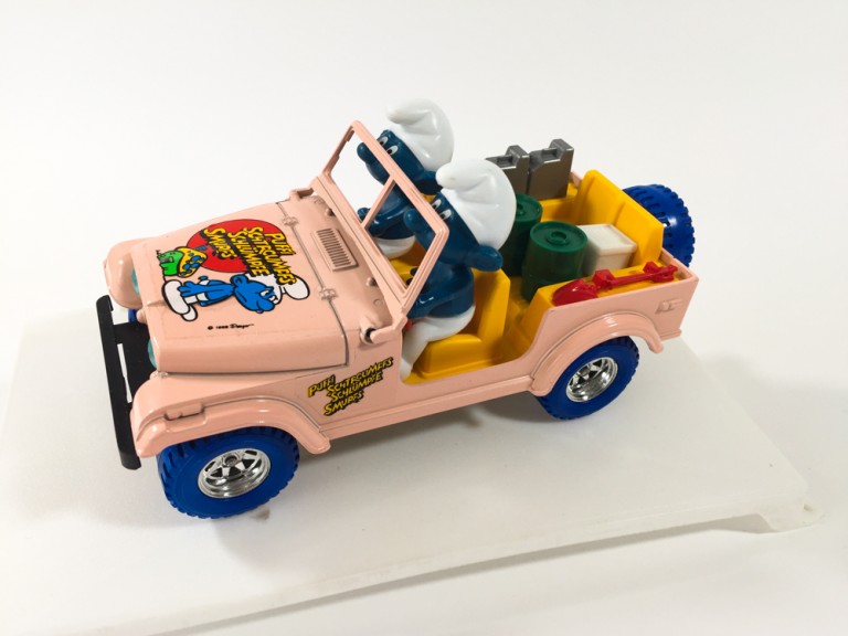 Voiture + Camion + Figurine Schtroumpfs CEJI Vintage - Jouet Ancien En Plastique (France, Années 80)