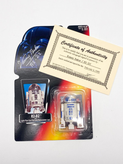 Kenny Baker signed R2-D2 POTF red card Kenner 1995 MOC