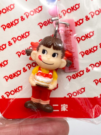 Peko-chan birthday cake charm netsuke Japan NEW