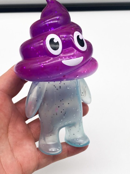 Unchi-Kun [purple glitter] Sofubi 6" squeaky doll | Poop man soft vinyl Mr Caca – Image 4