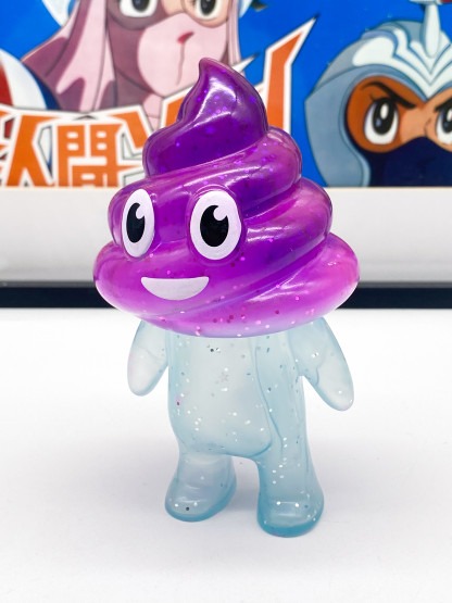 Unchi-Kun [purple glitter] Sofubi 6" squeaky doll | Poop man soft vinyl Mr Caca – Image 5