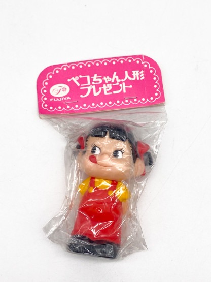 Peko-chan soft vinyl Mini-Doll Squeek Mascot - new old stock vintage japan