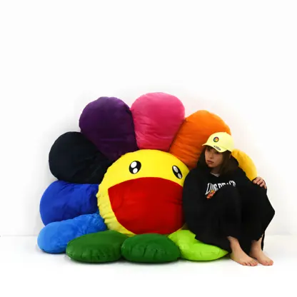 Takashi Murakami Giant Flower Plush cushion XL (diametre 2m)  Pink/Ivory/Brown – Image 5