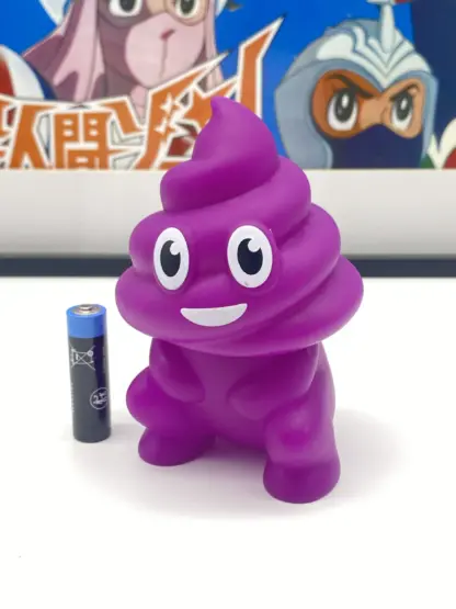 Unchi-Kun [Squat Purple] Sofubi squeaky doll | Poop man soft vinyl Mr Caca – Image 2