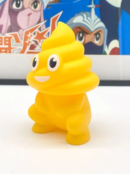 Unchi-Kun [Squat Yellow] Sofubi squeaky doll | Poop man soft vinyl Mr Caca