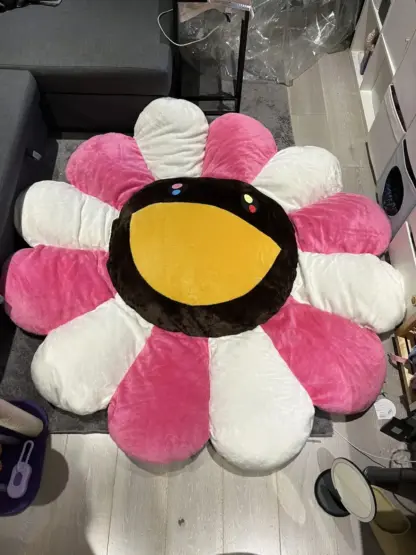 Takashi Murakami Giant Flower Plush cushion XL (diametre 2m)  Pink/Ivory/Brown – Image 2