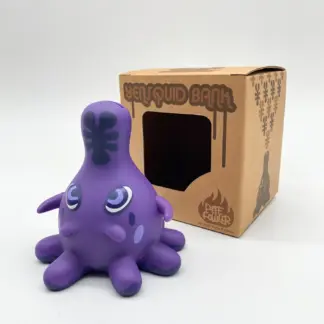 Pete Fowler Yen Squid Bank Purple, tirelire vinyle Bank of Monsterism 2002 avec boîte, art toy rare pour collectionneur.