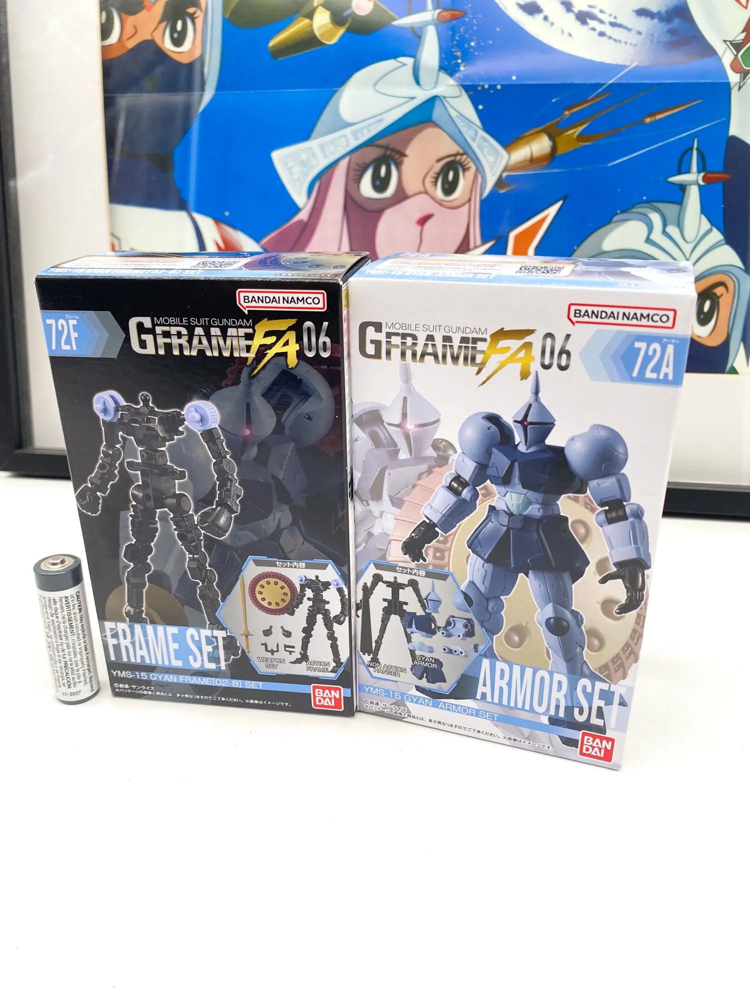 Lot Gyan Armor Set et Frame Set vu de face avec pile servant de repère
