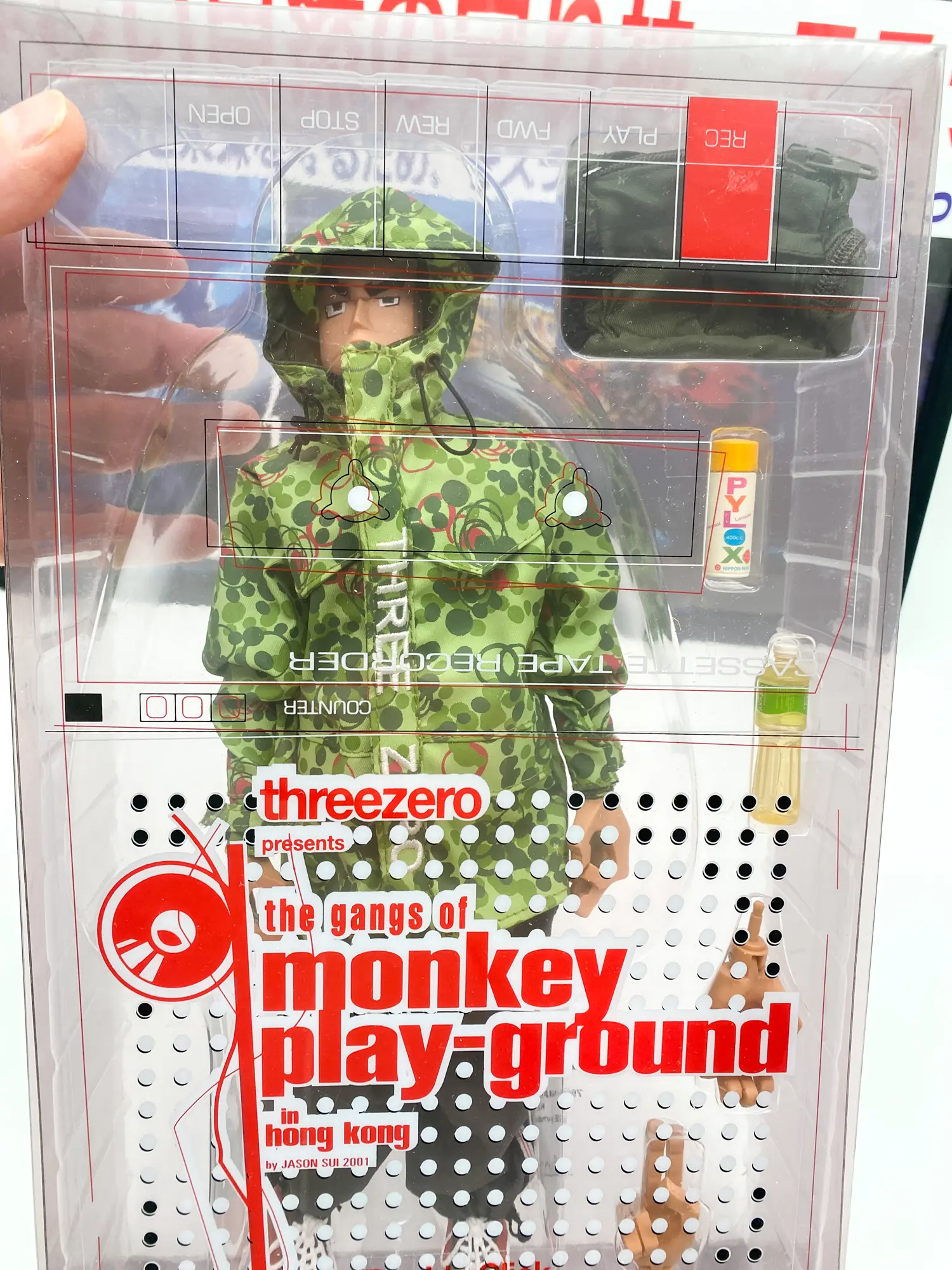 Double Click vert Threezero, parka camouflage verte et bombe PYLOX sous blister