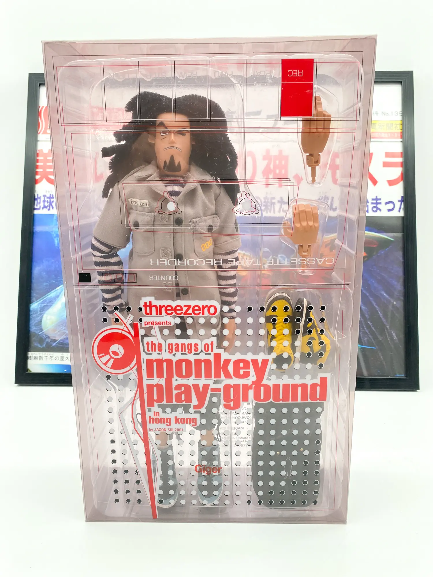 Giger Monkey Playground sous blister Threezero, face avant du packaging 2001