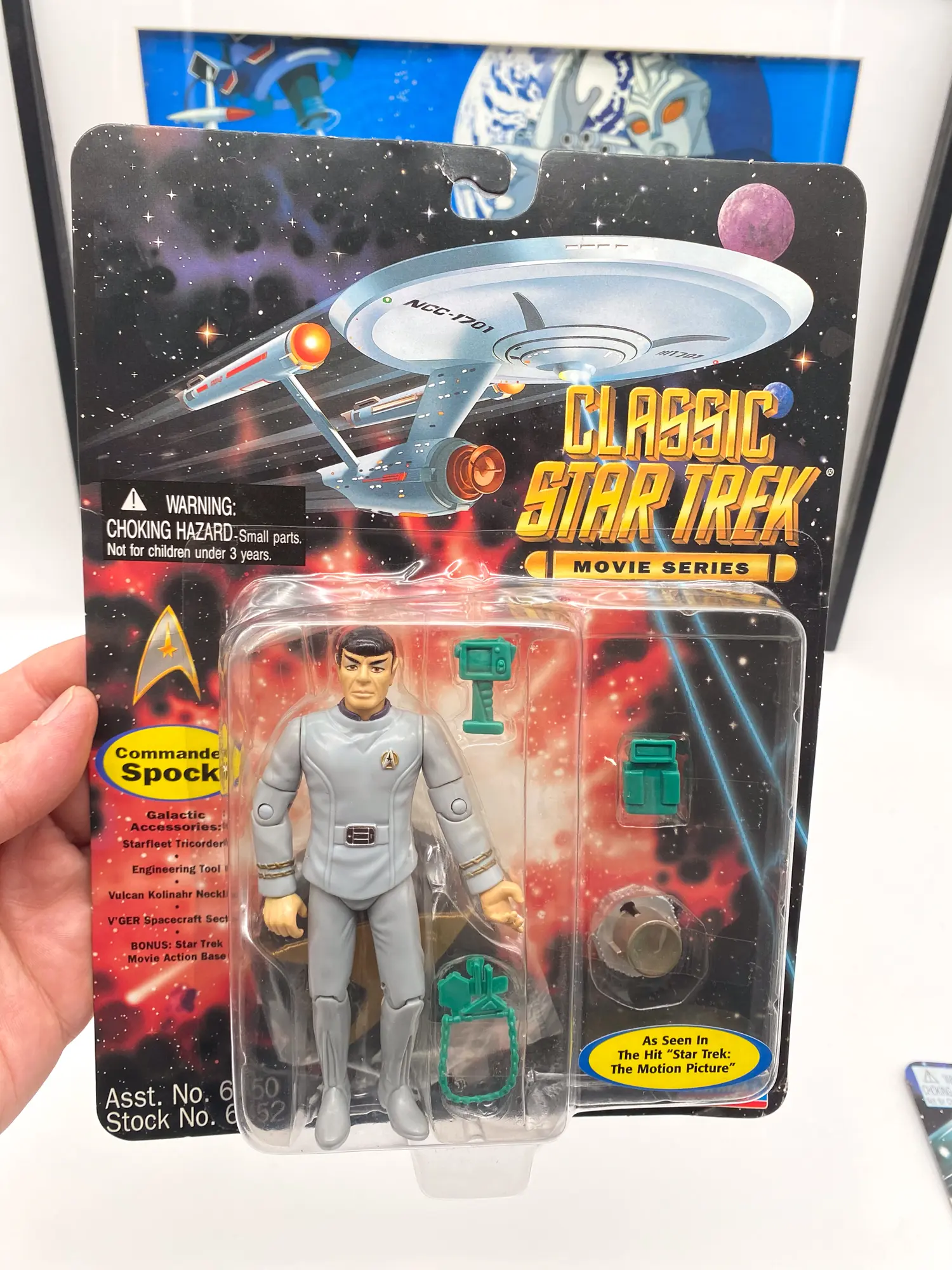 Face du blister Classic Star Trek Movie Series Commander Spock avec illustration de l’Enterprise