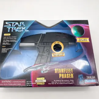 Vue rapprochée de face du Starfleet Phaser Type II dans son insert bleu.