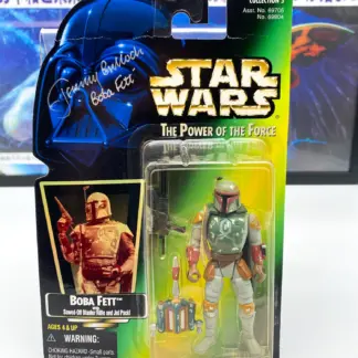 STAR WARS POTF Boba Fett signé Jeremy Bulloch - Kenner 1997 - MOC, face avant de la carte